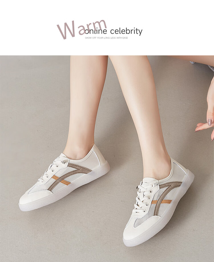 ZHR Women's Shoes, Summer New Style Mesh Breathable White Sneakers, Genuine Leather Training Sports Shoes for Women, A67E White Blue Size 37 21