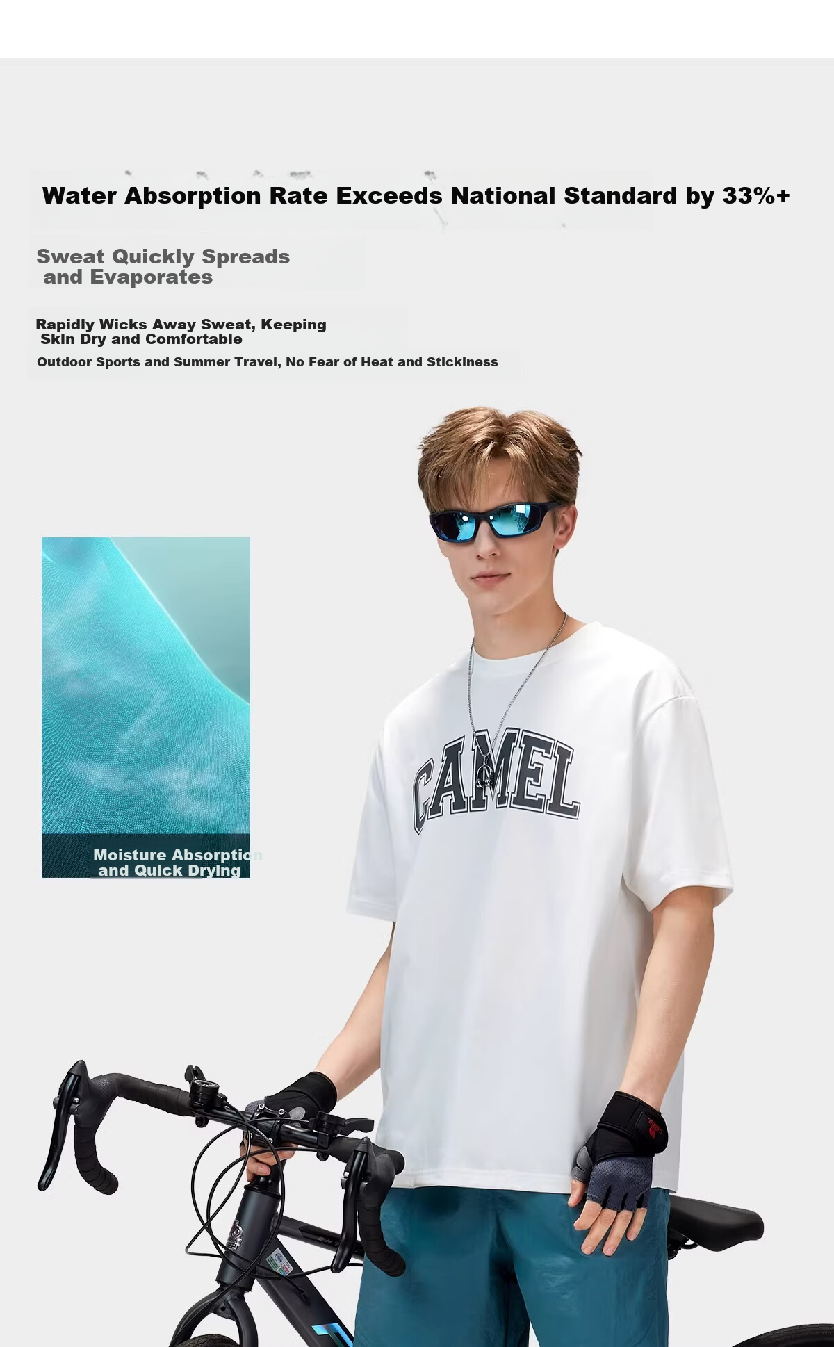 CAMEL Outdoor Quick-Dry T-Shirt Unisex Spring Summer 2026 Breathable Moisture-Wicking Stretch Cotton Hiking Mountaineering Sports Top 9098 2