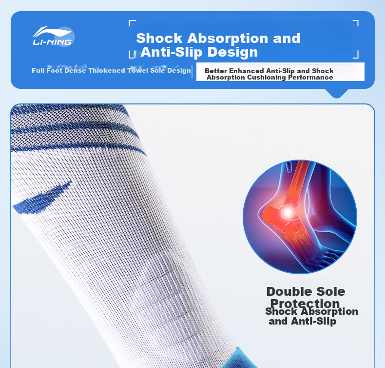 Li-Ning Football Socks Long Tube Adult Children Thickened Towel Bottom Professional Training Competition Non-Slip Breathable Socks Black S 9