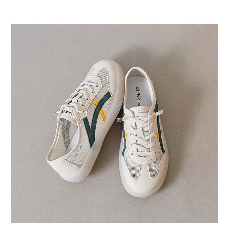 ZHR Women's Shoes, Summer New Style Mesh Breathable White Sneakers, Genuine Leather Training Sports Shoes for Women, A67E White Blue Size 37 29