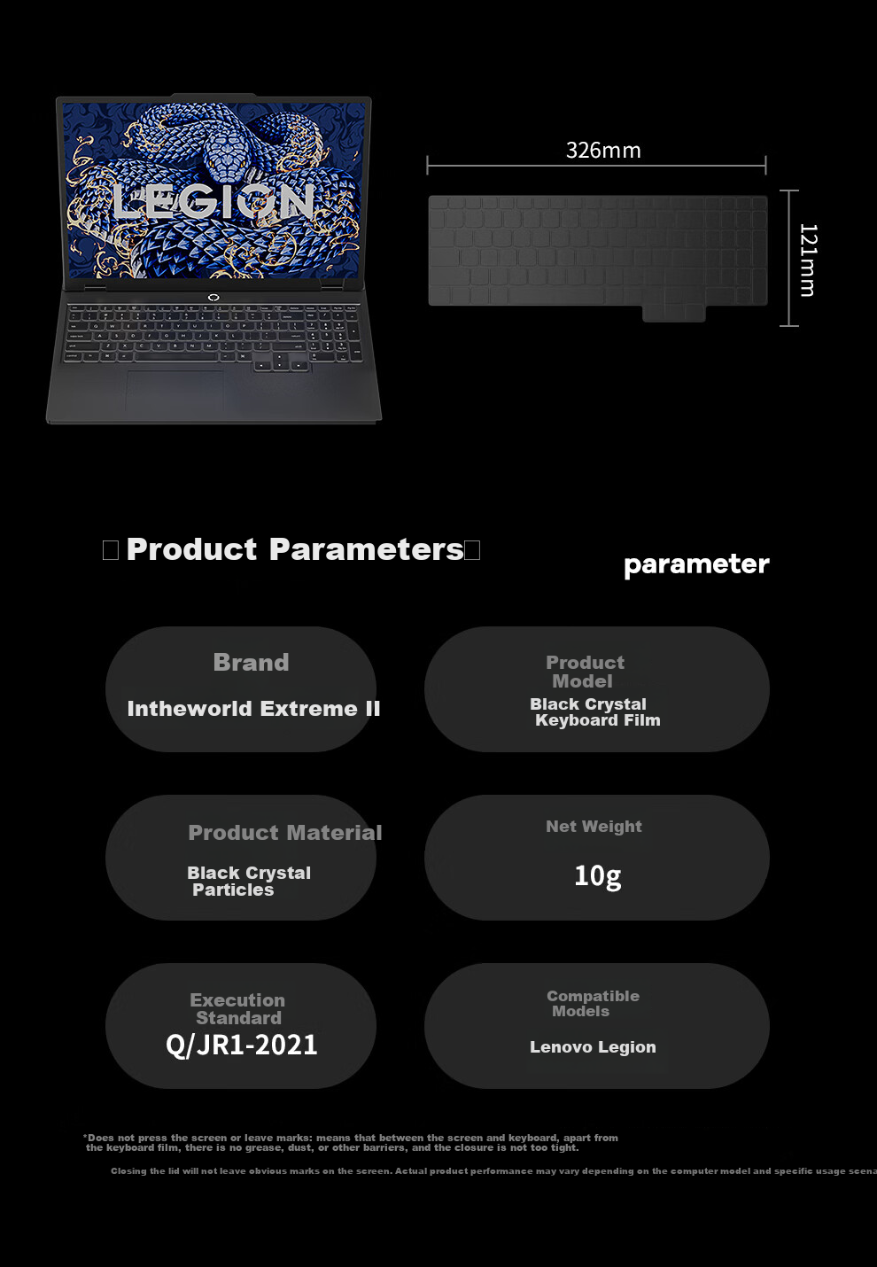 Jichuan Zero-Sense Lenovo Legion Y7000/R7000 AI Silent Keyboard Film 2025 Ultra-Thin Transparent Black Dustproof Laptop Keyboard Protector 4