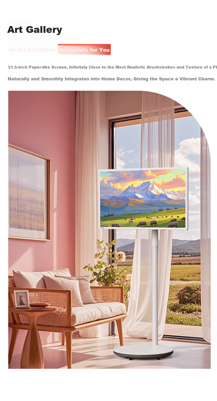 KTC 32-inch 4K 8GB+128GB Bestie Machine Flexible Screen Rhein Eye Protection Certified AI Voice Wireless Casting Remote Control Lift Rotating Mobile Screen A32Q7s 16