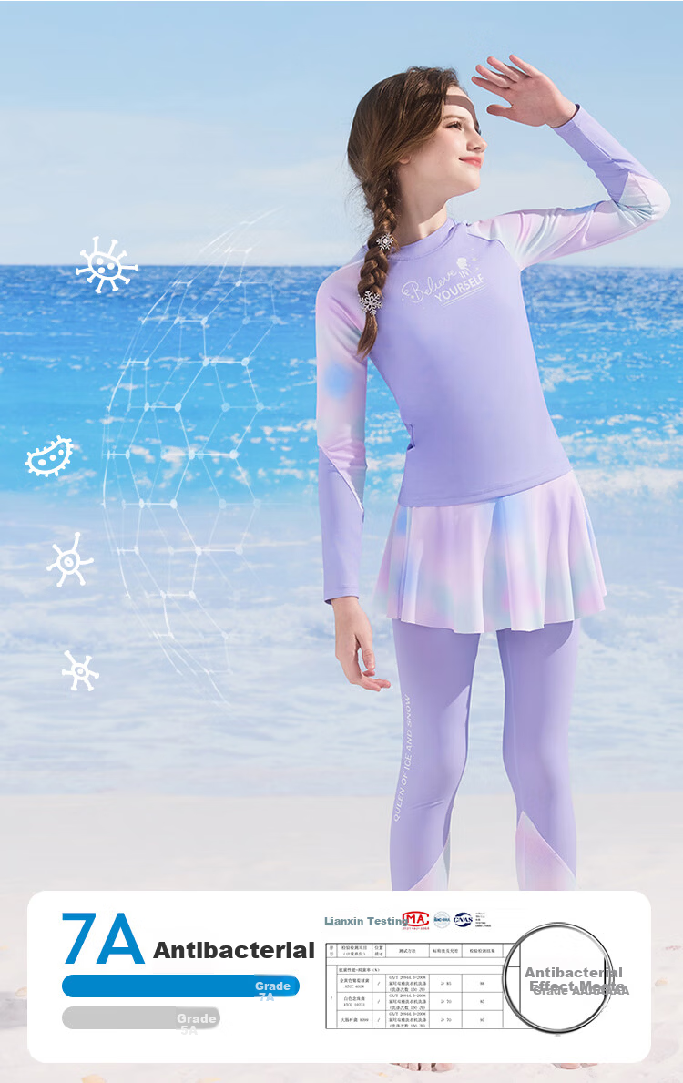 Disney Children's Two-Piece Swimsuit, Long-Sleeve And Long Pants, Sun Protection Surfing Suit, Big Kids Beach Swimwear D36668S2G, Purple, Size 120 2