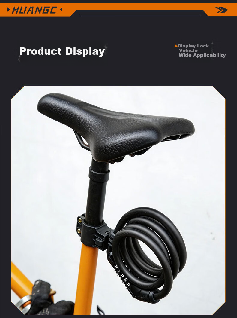 Huangchi Bicycle Lock [125cm Extended Anti-Theft] Four-Digit Combination Lock Uncuttable for Electric Bikes and Glass Doors 20