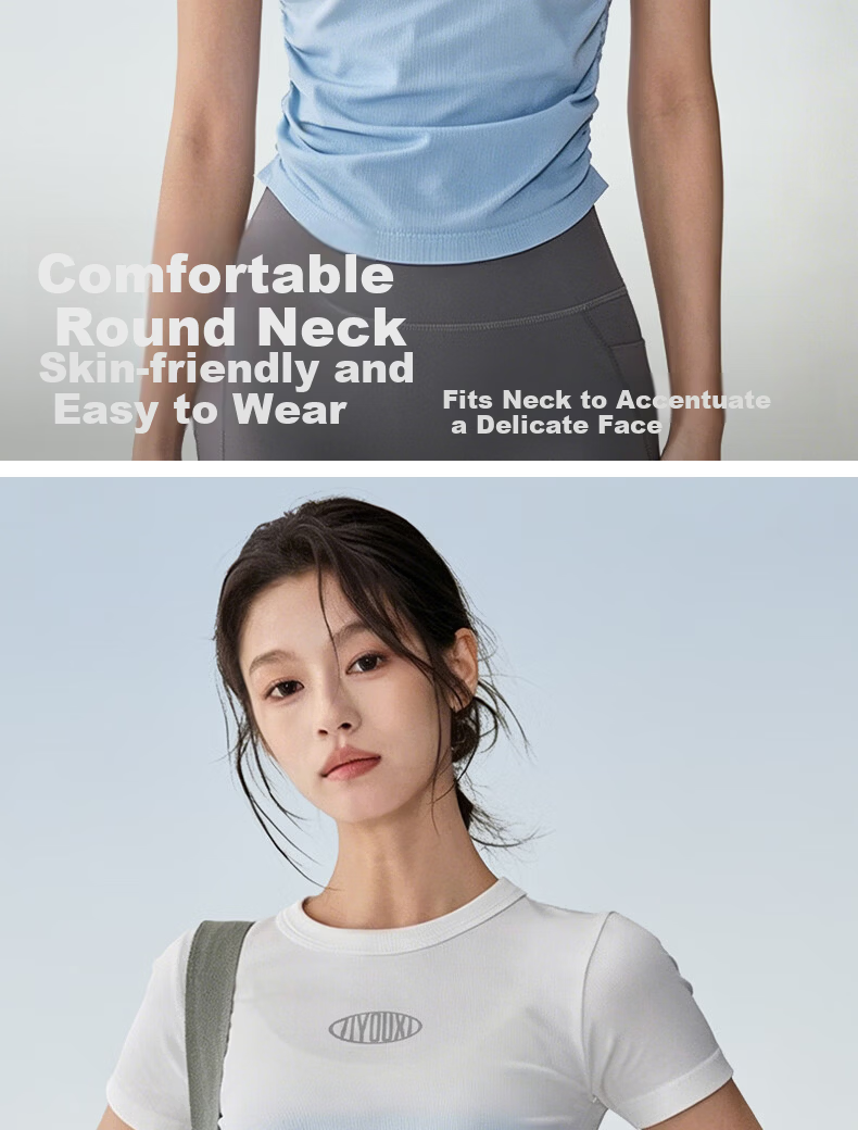 Women's Freedom Style Sports Top Spring Summer New Seamless Crew Neck T-Shirt Outdoor Running Fitness Short Sleeve Pilates Yoga Wear 7