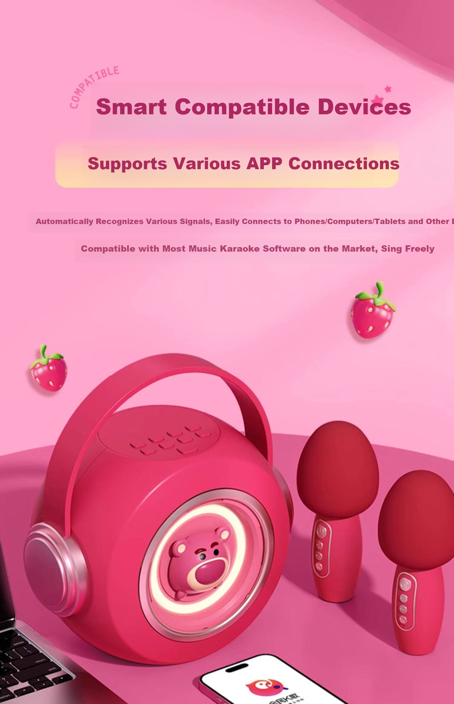 Coolfire 61 Children's Day Gift for Girls High-End Disney Microphone Singing Speaker KTV All-in-One 2026 New Karaoke Birthday Gift for Ages 6-12 Practical 17