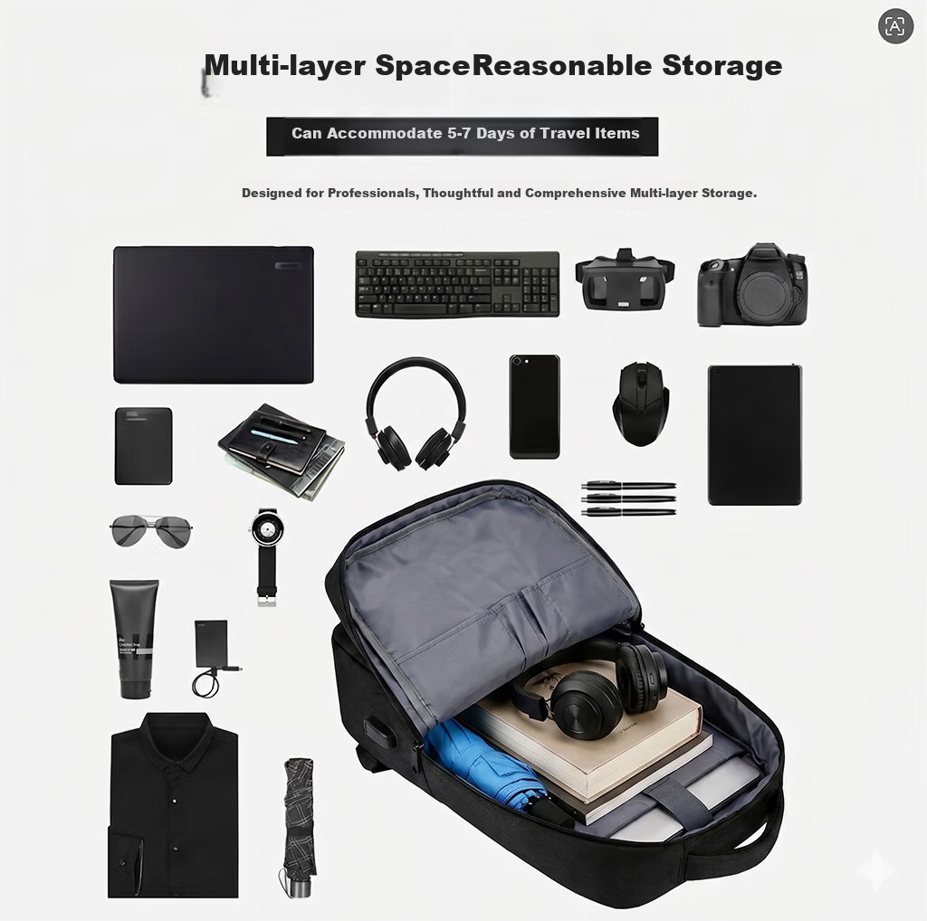 Lvxiao Laptop Backpack, Suitable for 15.6/16-Inch Notebooks, Compatible with Lenovo Legion, ASUS, HP Gaming Laptops, Multi-Compartment Business Large Capacity with USB Charging Port 3
