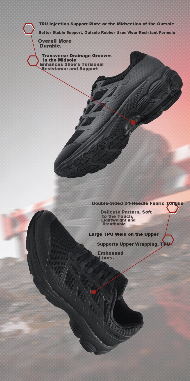 Do-win Fitness Training Shoes Running Shoes Outdoor Trail Shock Absorption Sports Shoes Tactical Running Shoes Black Size 36 2