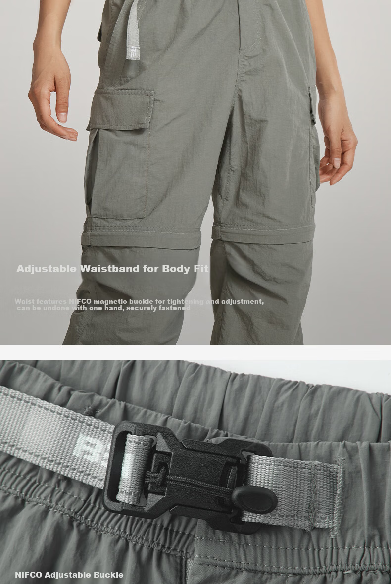 BEIN SPACE Summer New Women's Hiking Durable Water-Repellent Detachable Outdoor Long Pants Mountaineering Pants A080 Moon Shadow Gray L 7