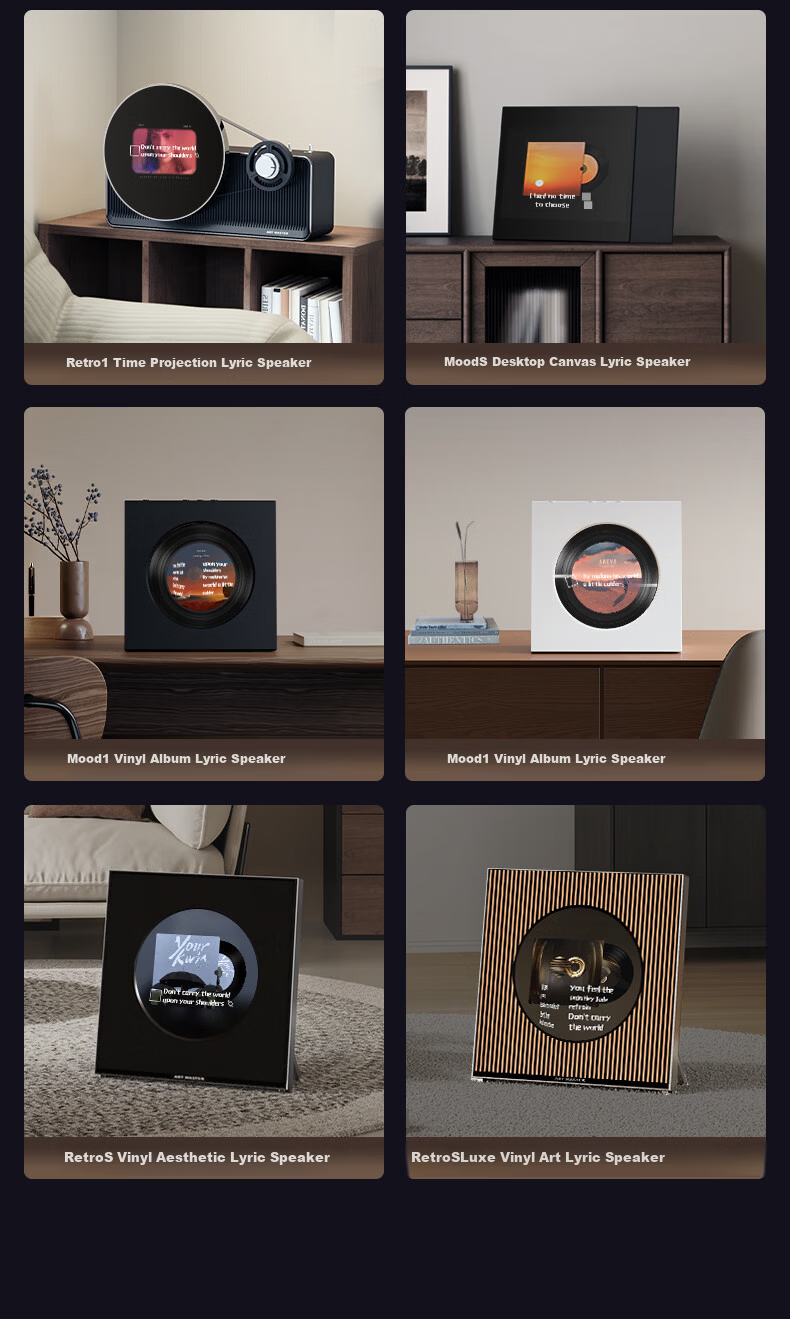 ART'MASTER Mood1 Album Lyrics Audio Vinyl Subtitle Desktop Bluetooth Speaker Living Room Bedroom Audio Smart Home Birthday Gift 12