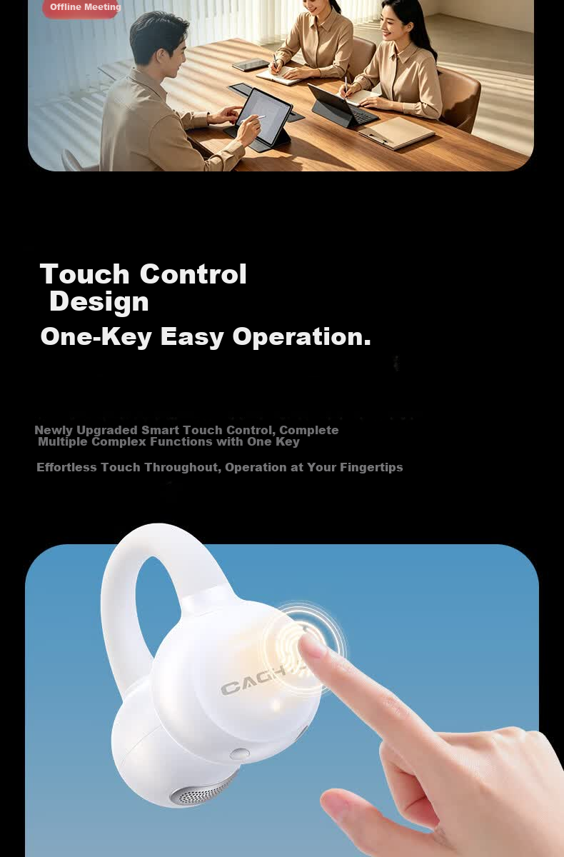 Chengao Open-ear Clip Bluetooth Bone Conduction AI Call Noise-Cancelling Wireless Non-in-ear Sports Running Ear-hook Sweatproof Gaming Phone Universal E15 White 18