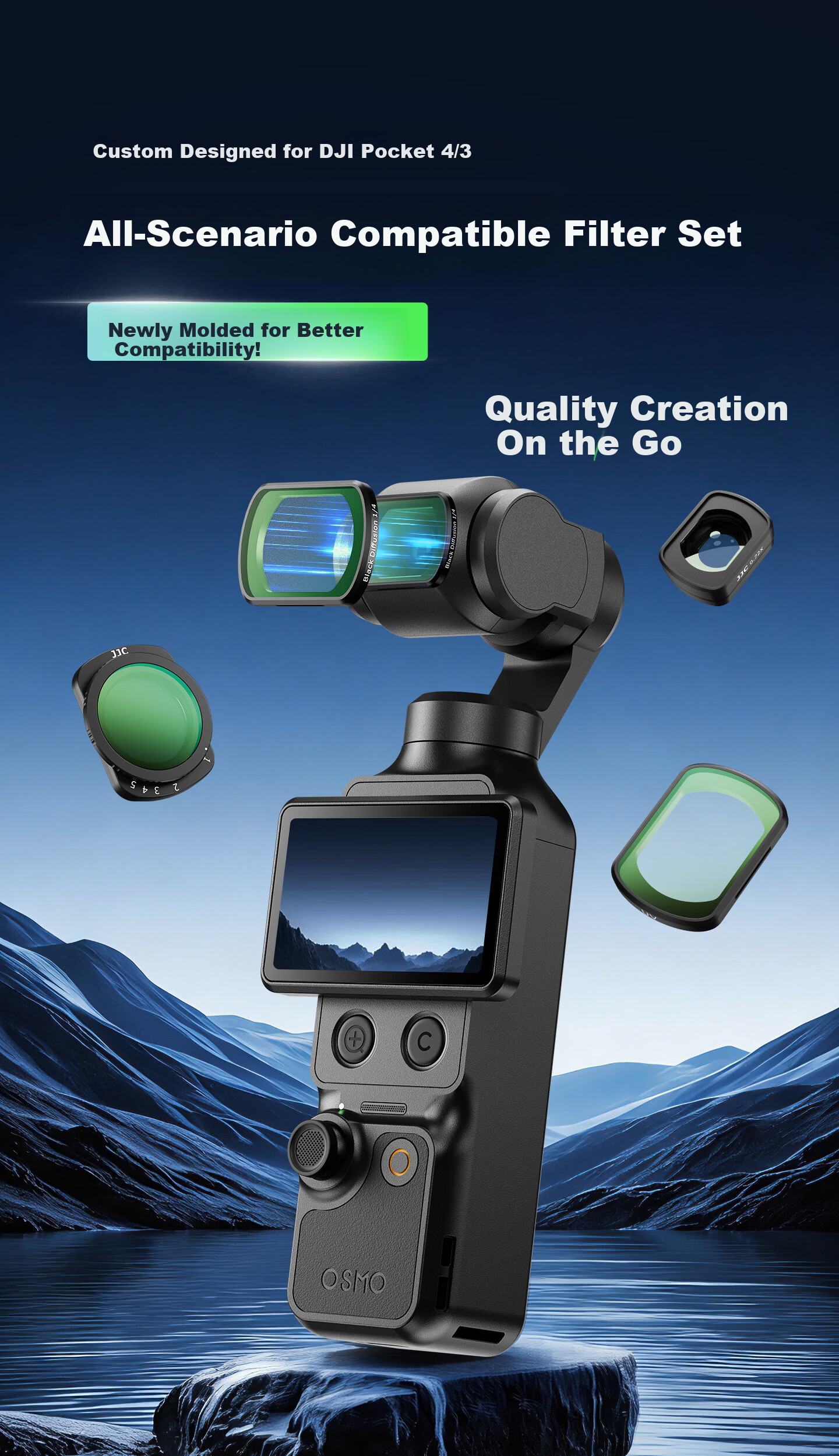JJC Anti-Light Pollution Filter for DJI Pocket 4/3 Osmo PK4 Sports Camera Accessories 2