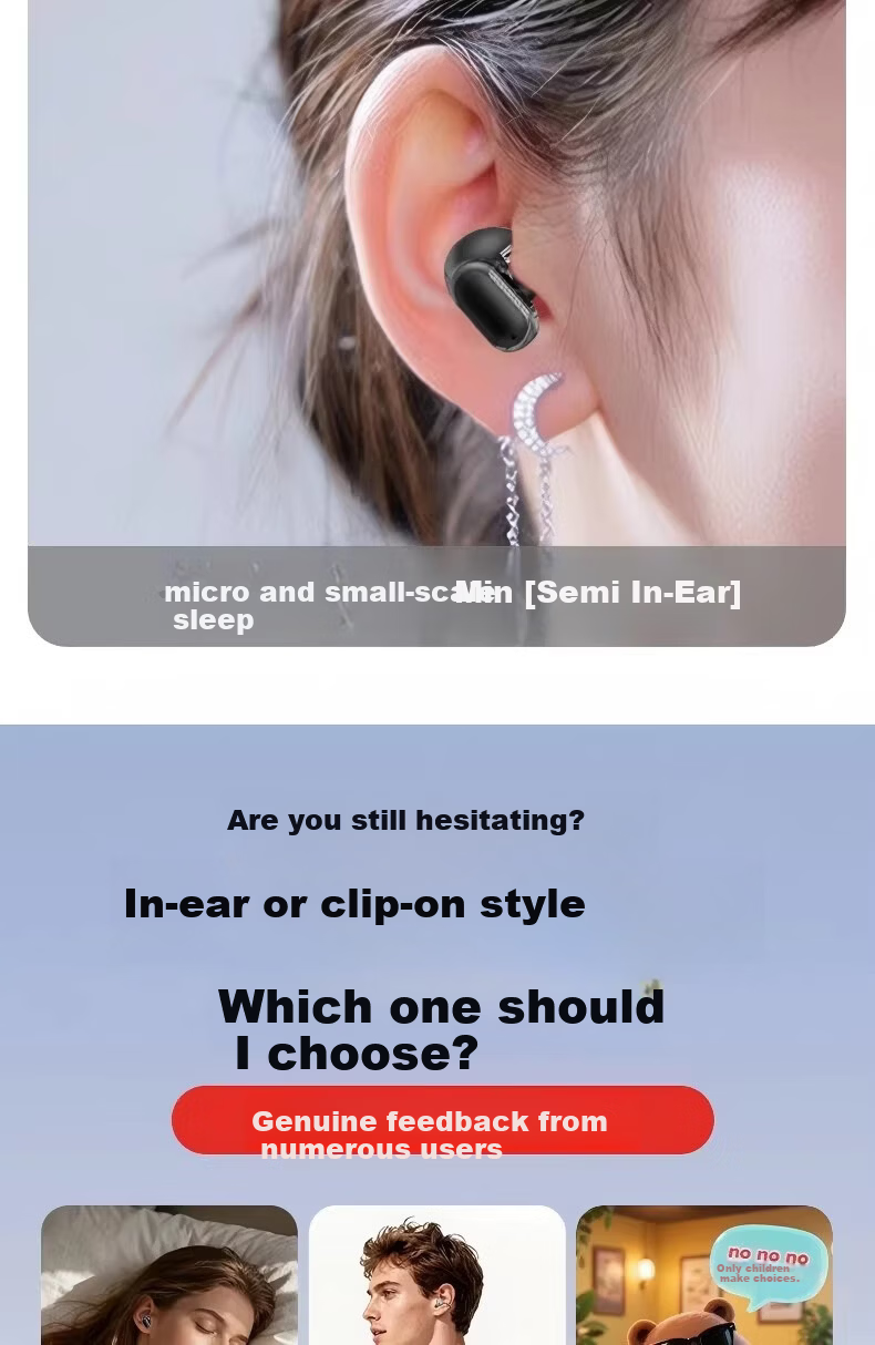 Zhiguozhe Four-Ear Bluetooth Earphones 2026 Latest Clip-On Short Stem Semi-In-Ear Wireless Long Battery Life Sports Running Cycling Comfortable Wear 2