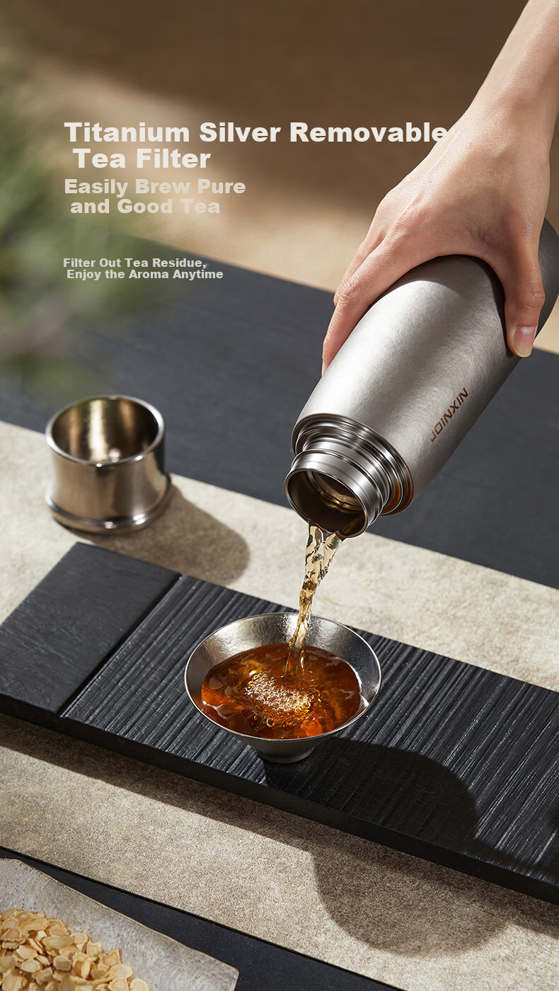 JOINXIN Zhuangxin Guiyun Pure Titanium Silver Stewing and Soaking Cup High-end Insulated Tea Stewing Cup Outdoor Gift Elegant Gray 400ml 11