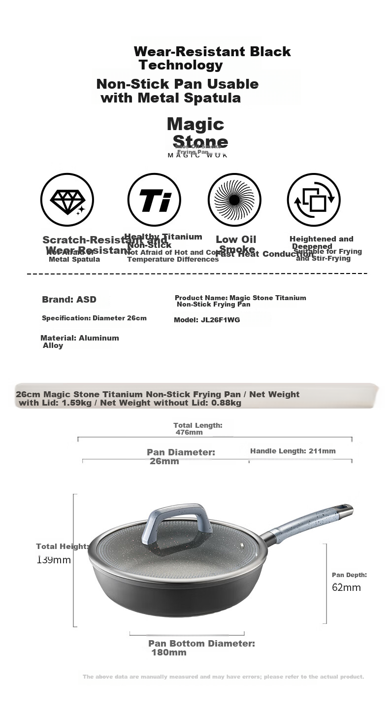 ASD Titanium Non-Stick Frying Pan Magic Stone 28cm Induction Gas Stove Compatible F1WG 17