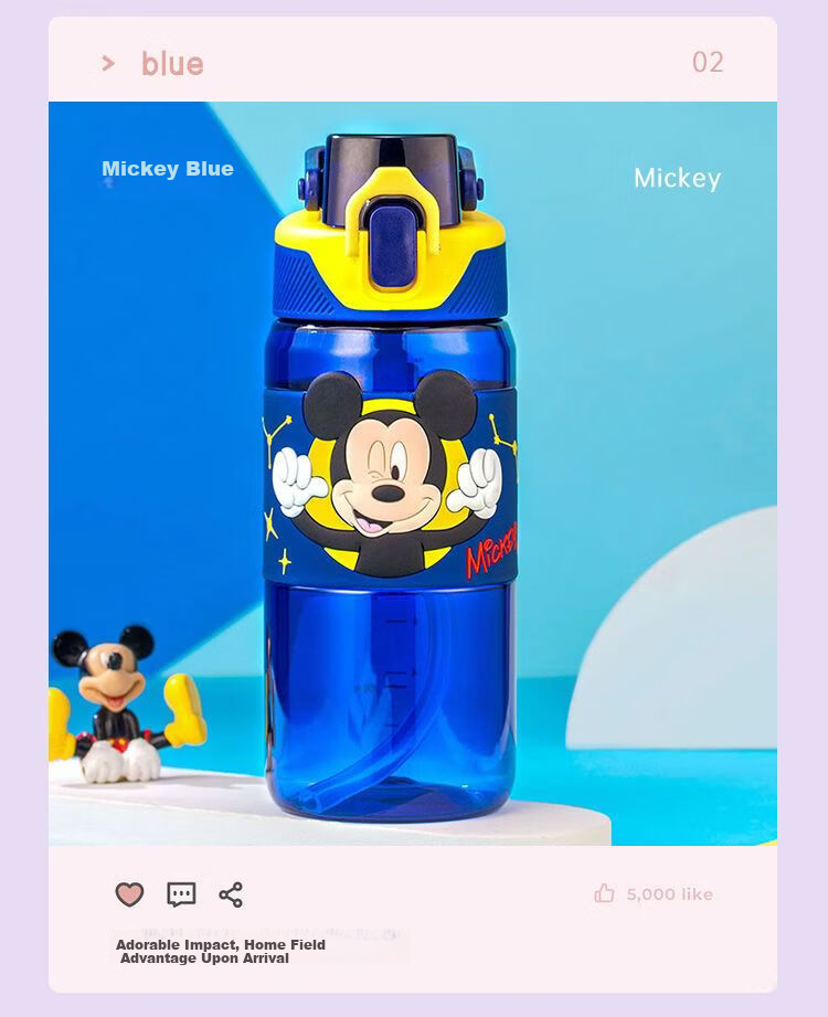 Disney Kids Water Bottle Summer Straw Cup Tritan Material Shatterproof Primary School Student Sports Water Bottle 540ml 17