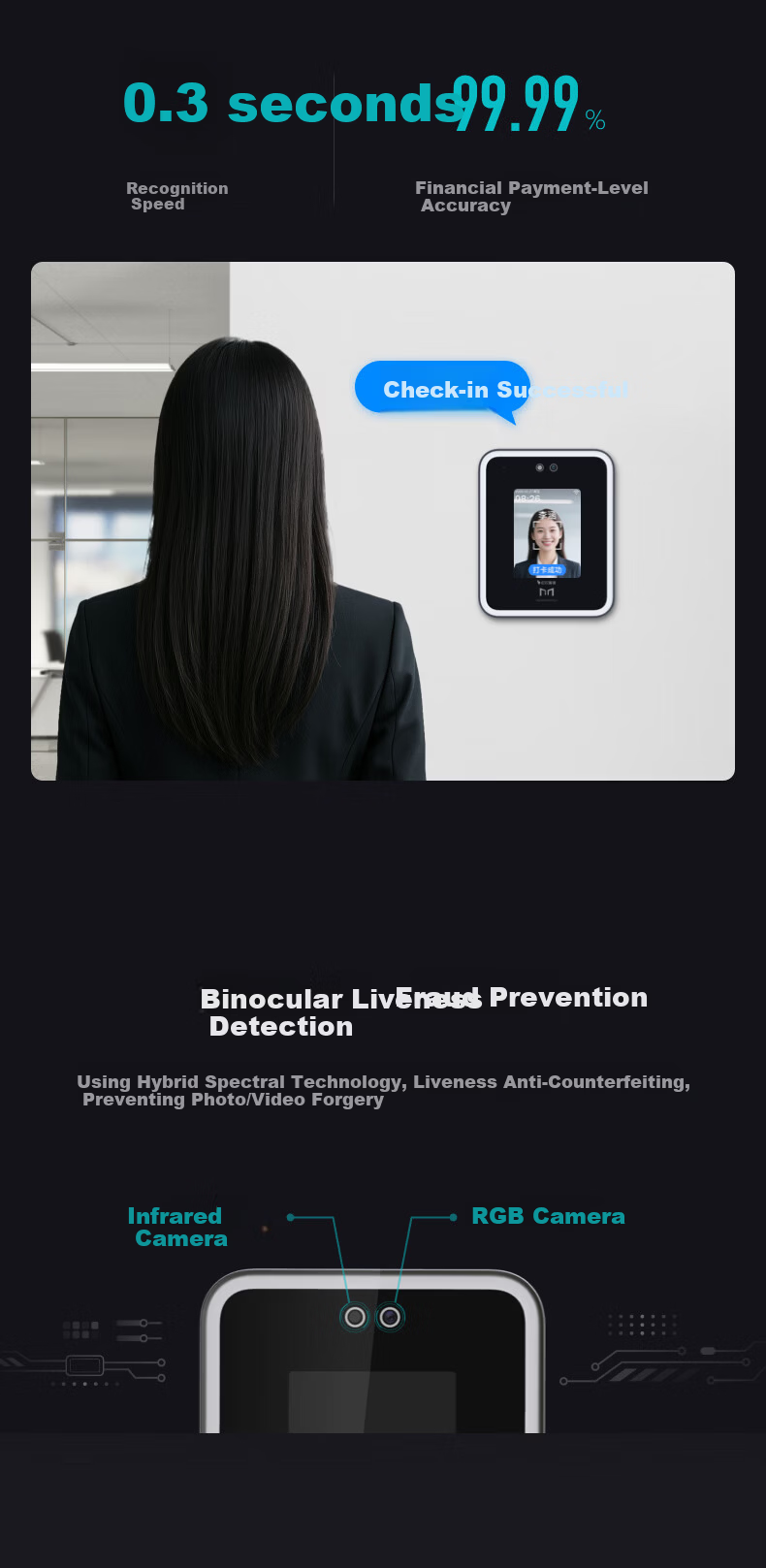 DingTalk Smart Connected Modian Facial Recognition Attendance and Access Control All-in-One Machine X3W Gray 3