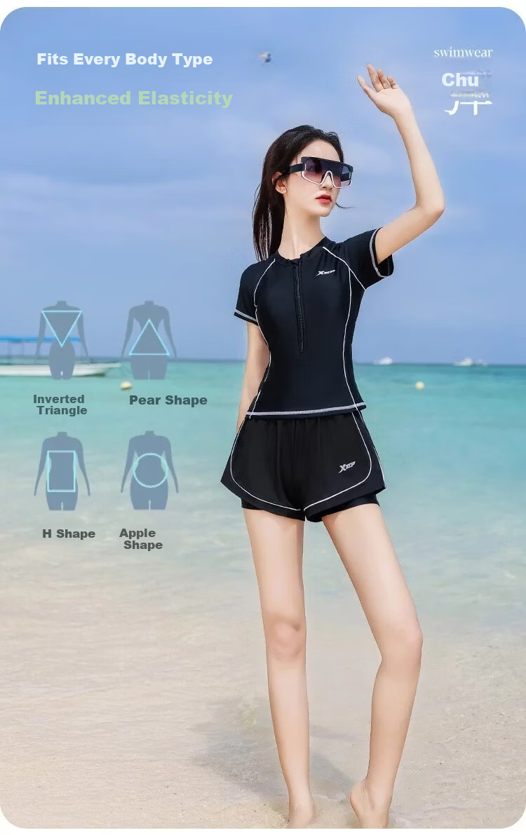 Xtep Premium Two-Piece Swimsuit Conservative Slimming Tummy Control Beach Sports Fashion Vacation Swimwear 2
