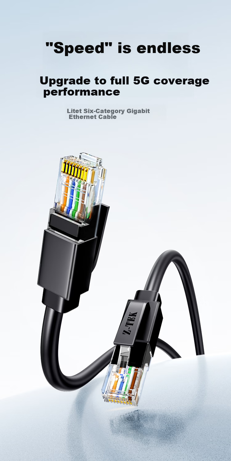 LITET CAT6 Ethernet Cable 20m Gigabit Broadband Cable CAT6 Home Computer Router 5G Network Engineering Surveillance 8-Core Finished Patch Cord 2.5G Black Z6-200BK 1