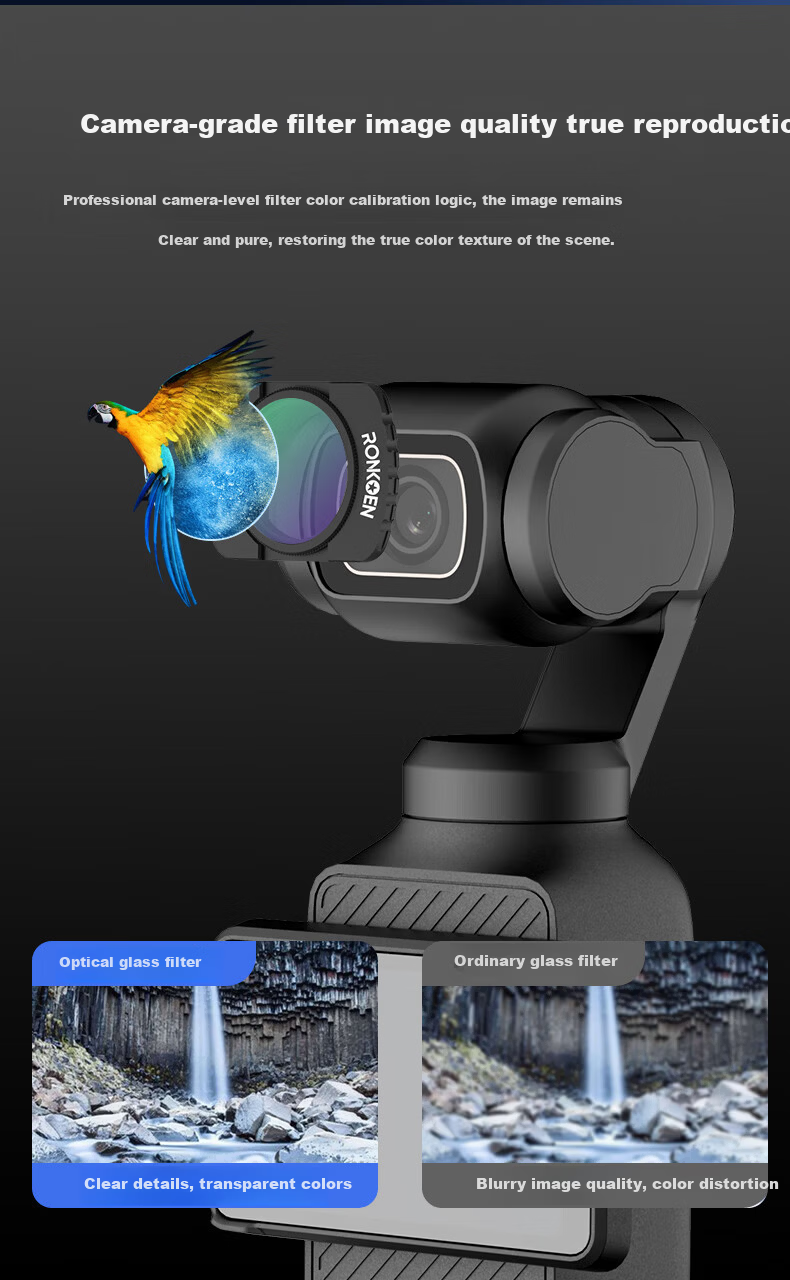 Luoken Magnetic Quick-Release Filter Kit for DJI Pocket 4/3 Camera, Including UV Protective Filter, ND Neutral Density Filter, CPL Polarizing Filter, Macro And Telephoto Lens Filters, And Anti-Light Starlight Filter 3