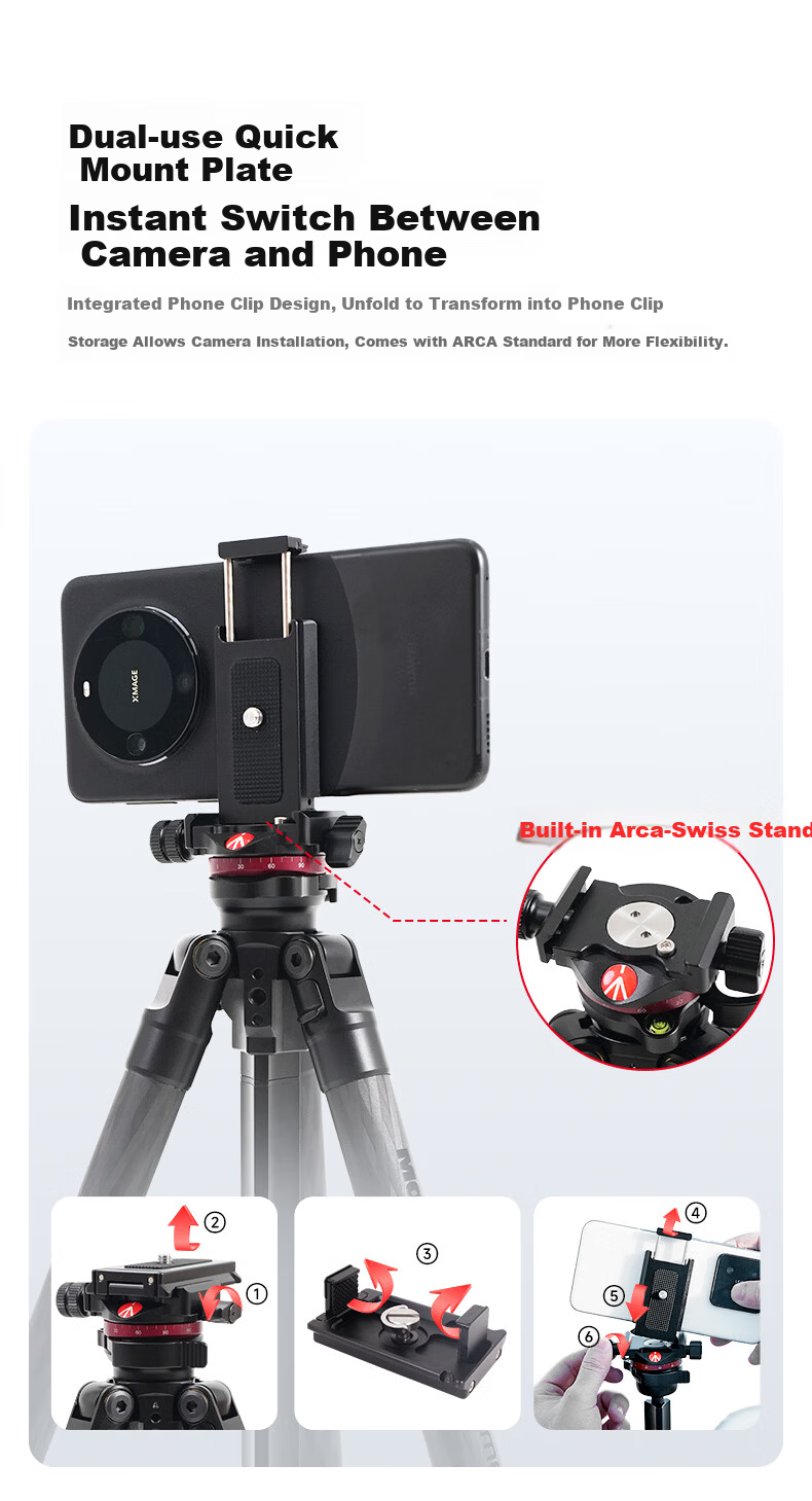Manfrotto MKELESLLCBK-BH Carbon Fiber Tripod with Ball Head for DSLR and Mirrorless Cameras, Travel Photography and Videography Support Stand 4