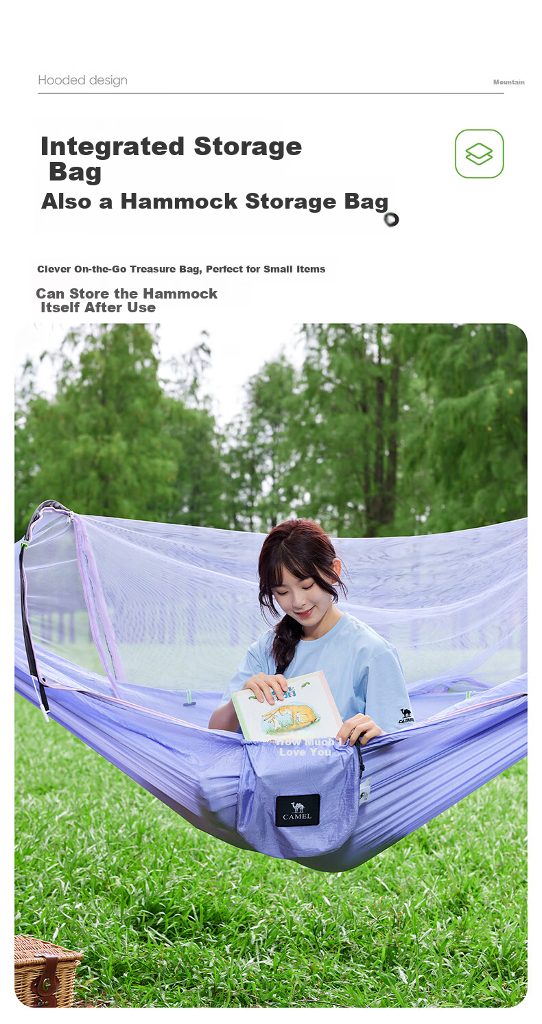 CAMEL Outdoor Mosquito-Proof Hammock for Adults Thickened Anti-Tip Hanging Cradle Tent Camping Mosquito Net 174BJ27661 4