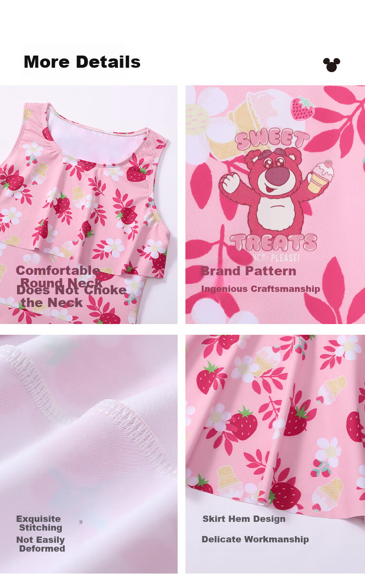 Disney Kids Girls One-Piece Skirted Swimsuit Toddler Swimwear Set D36661S2F Red Strawberry Bear Size 110 5