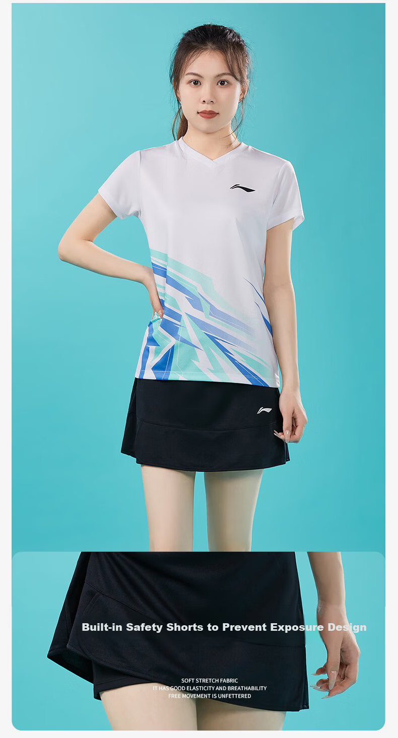 LI-NING Classic Series Women's Quick-Dry Breathable Antibacterial Sports Badminton Skirt with Anti-Exposure A-Line Design 3