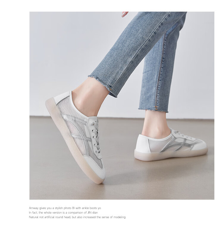 ZHR Women's Shoes, Summer New Style Mesh Breathable White Sneakers, Genuine Leather Training Sports Shoes for Women, A67E White Blue Size 37 35