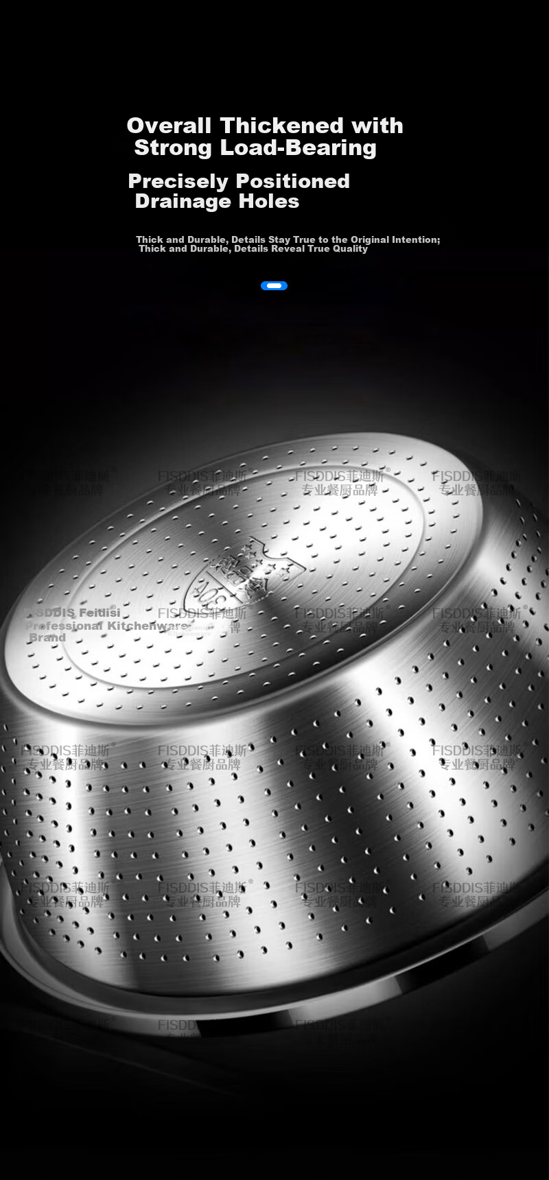 FISDDIS 304 Stainless Steel Bowl and Sieve 2-Piece Set Thick Soup Bowl Rice Washing Strainer Draining Basket 30cm Cooking Bowl LLPTZ-30 6