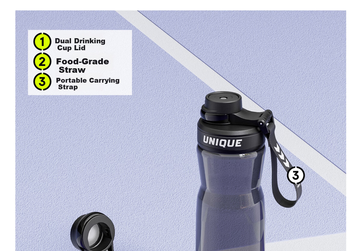 ERM Sports Water Bottle Men's Large Capacity Plastic Cup Tritan Material High Temperature Resistant Military Training Water Bottle for Primary and Secondary School Students 25