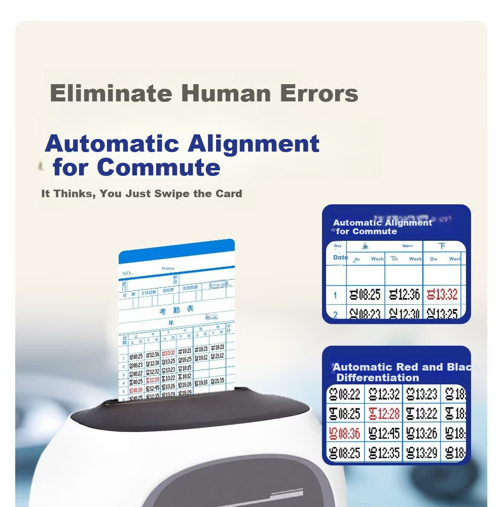 Gezhi M880 Time Card Attendance Machine Paper Card Employee Student Check-in Clock Microcomputer Automatic Paper Feed and Eject Attendance Recorder 7