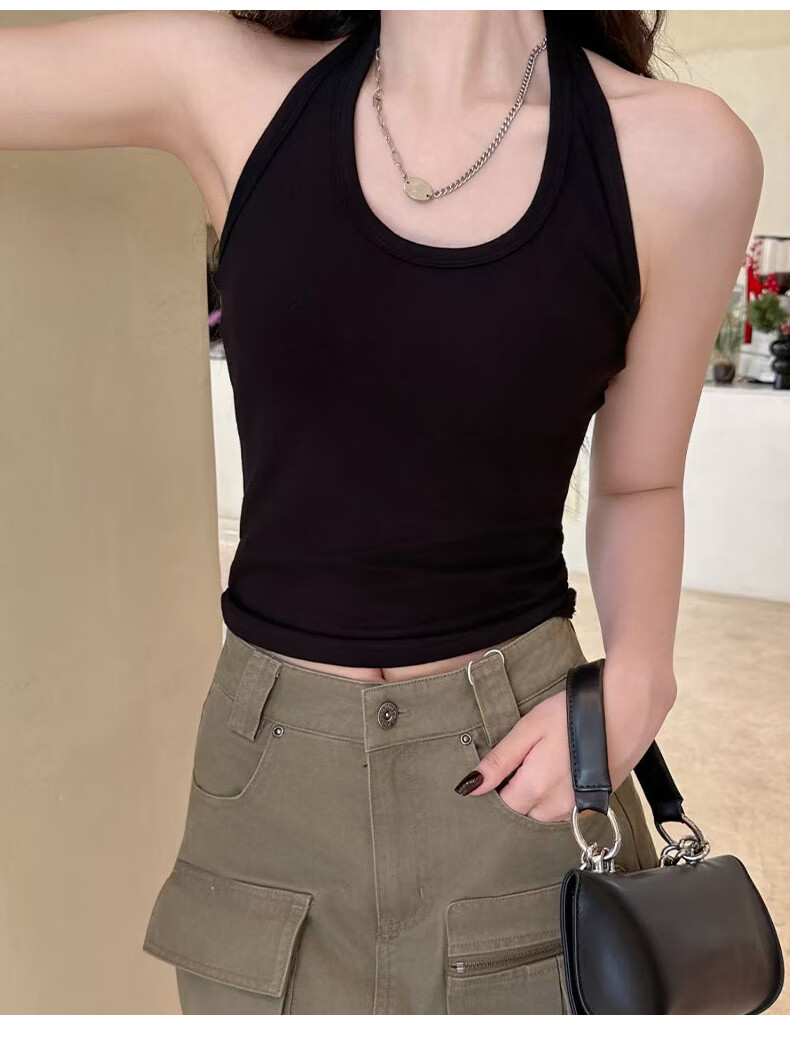Xunmianren Open Back Halter Tank Top Breathable Padded Versatile Slim Fit Fashionable Innerwear Outerwear 20