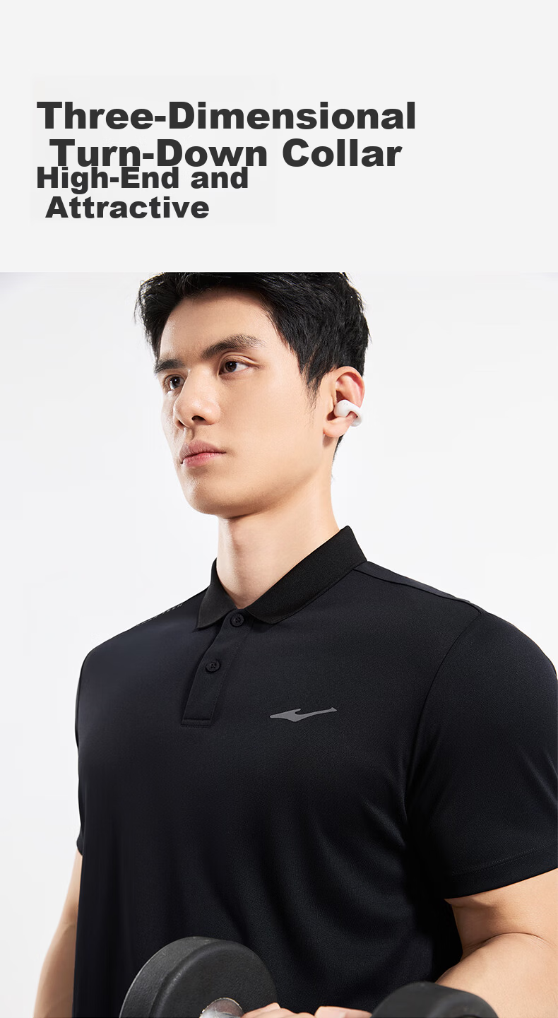 ERKE [Yu Shitong Same Style] Men's Summer Short Sleeve Sports Polo Shirt Ice Cooling Moisture-Wicking Quick-Dry T-Shirt 12