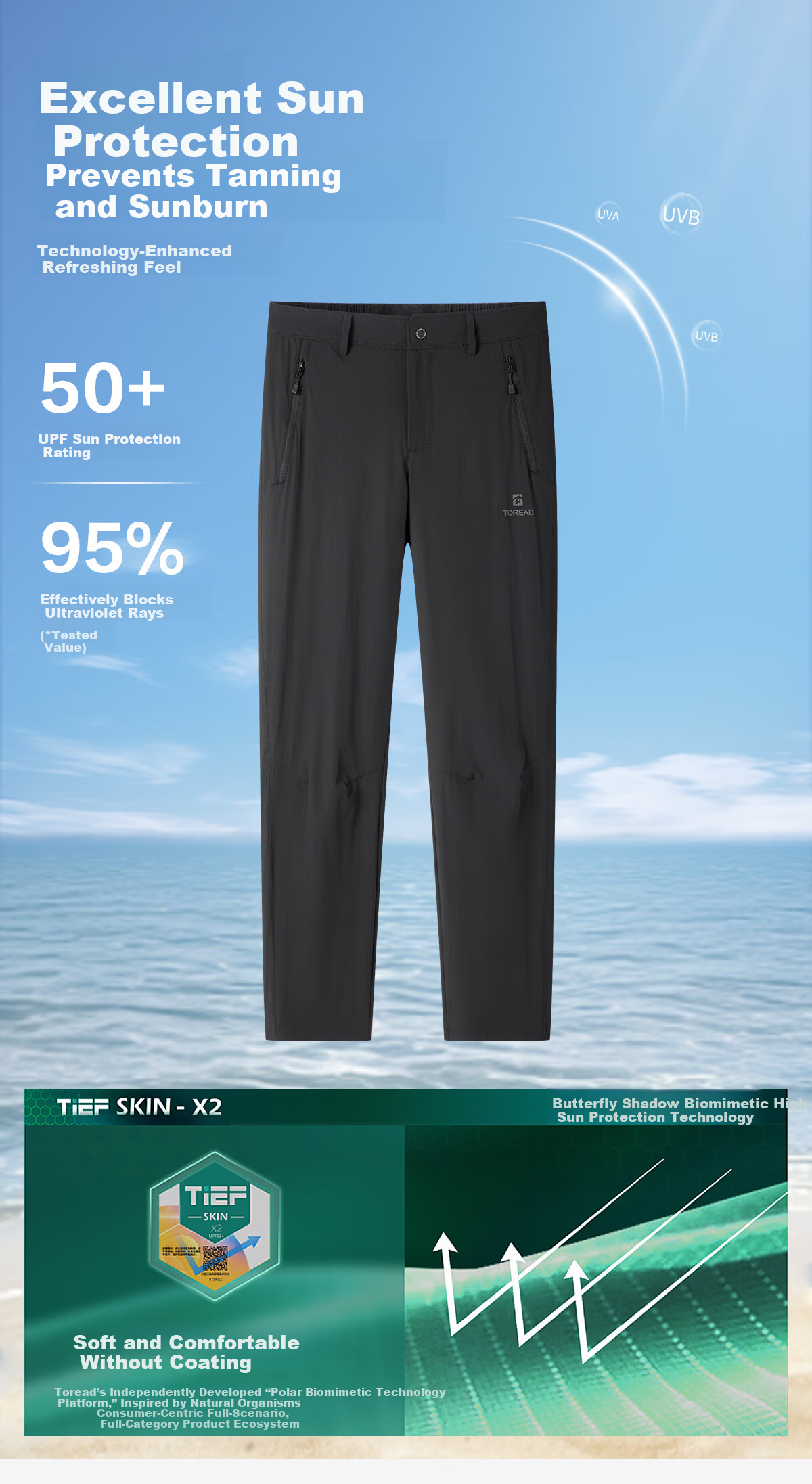 TOREAD Men's Quick-Dry Pants 26 New Sunscreen Breathable Cooling Hiking Functional Trousers TAMMAO81255 4