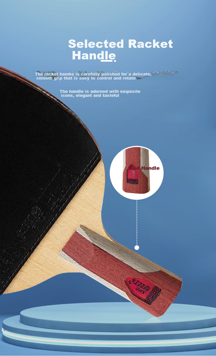 DHS Kuangbiao Six-Star Table Tennis Paddle, Straight Handle, Reverse Rubber, Combination of Looping And Fast Attack, F6006, Includes Racket Case 4