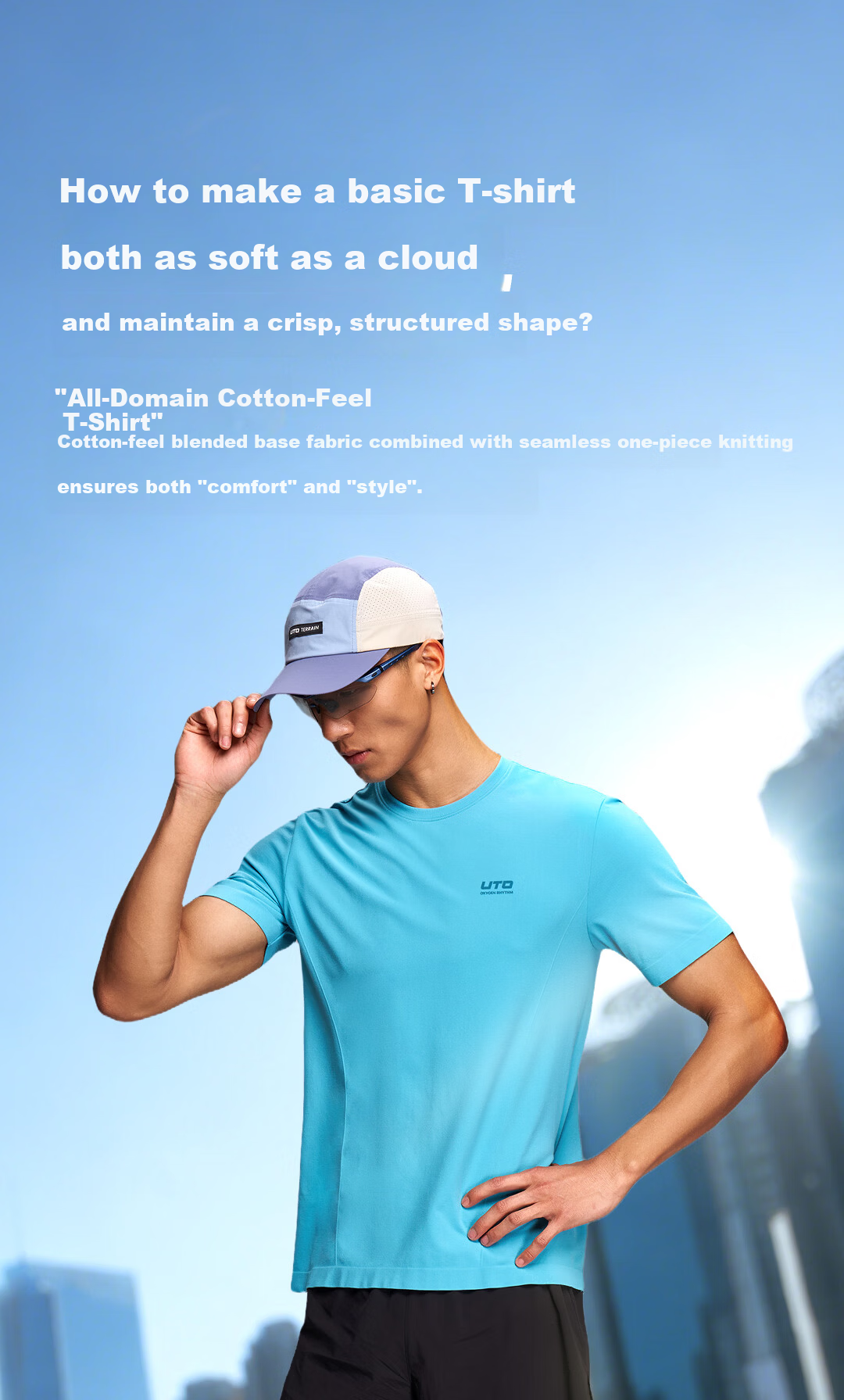 UTO Cotton-Feel Quick-Dry Short Sleeve Sports T-Shirt for Men and Women, Daily Commute Running Quick-Dry Shirt, Classic Black (Men's) M 3