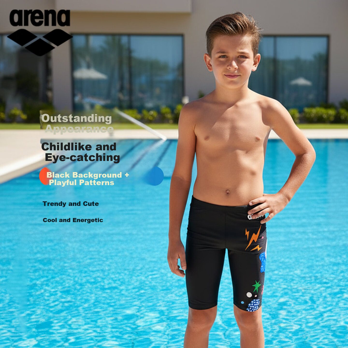 Arena Kids 26 New Boys Youth Sports Training Casual Comfortable Knee-Length Swim Shorts