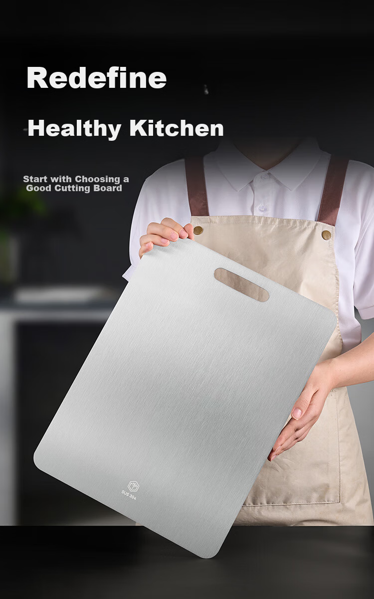 JD Jingzao Cutting Board 304 Stainless Steel Dough Kneading and Vegetable Cutting Board 1+1 Set [Integrated Design] 40*30*0.13cm 3