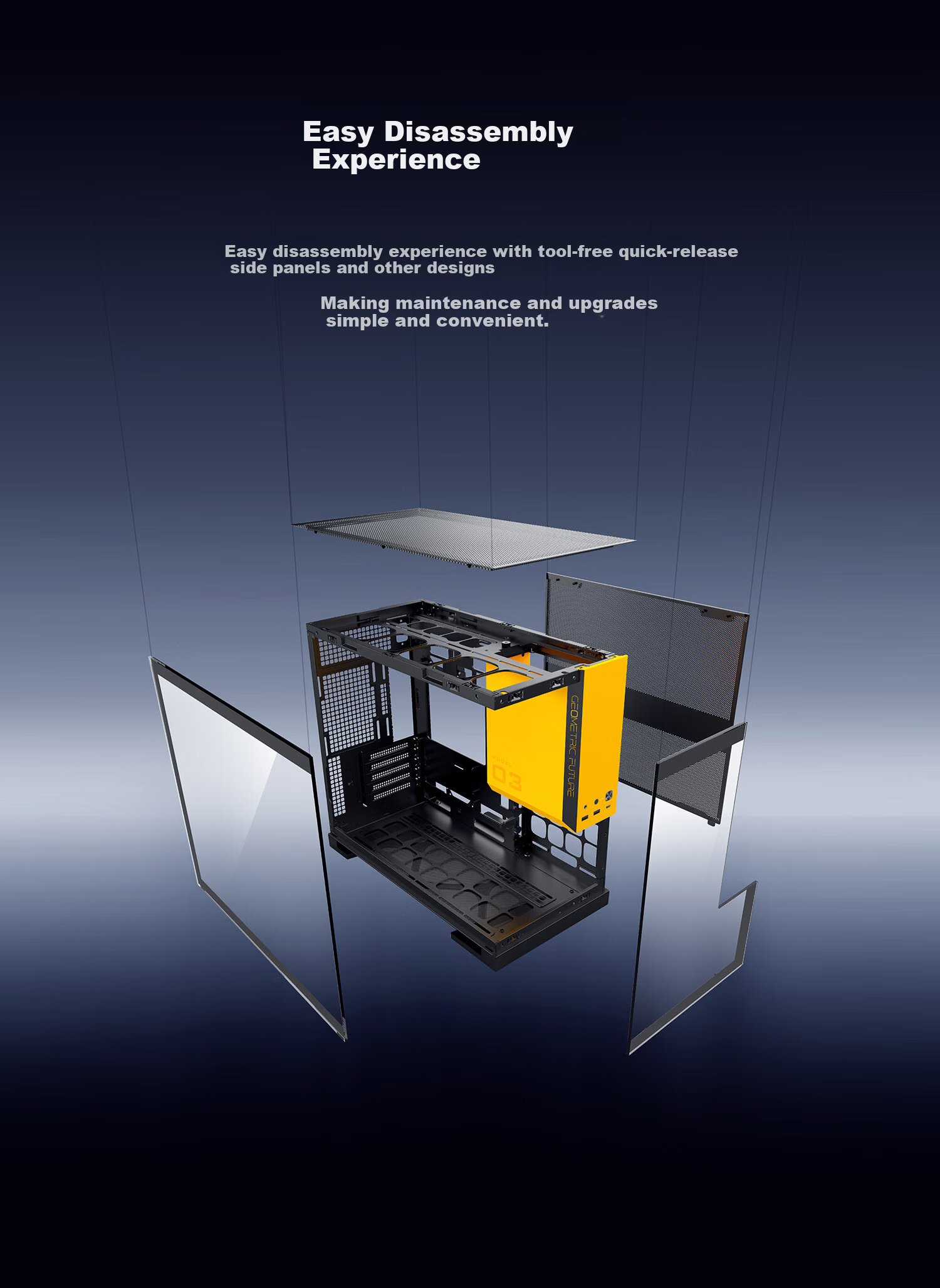 GeometricFuture Model3 Nezha Computer Case Black Grey (Supports M-ATX Motherboard/50 Series Graphics Card/360mm Radiator/Seaview Case/Type-C Interface) 14