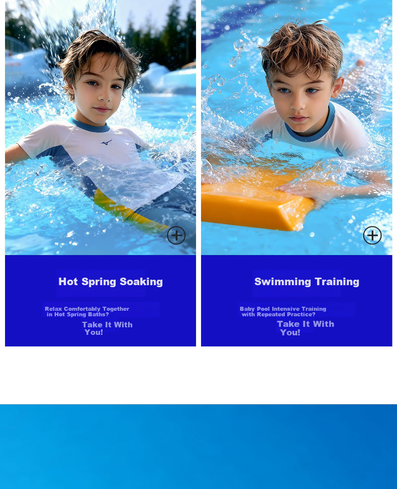 MIZUNO Kids Boys Two-Piece Swimwear Short Sleeve Quick-Dry Sun Protection Surfing Hot Spring Swimsuit GB431 Off-White Blue 120 3