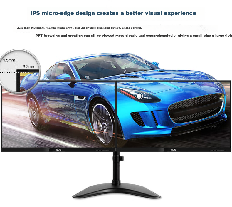 AOC 24-inch Full HD IPS Monitor with Rotatable and Adjustable Narrow Bezel, DP Port, TUV Low Blue Light Eye Protection, Flicker-Free Display 24P1U for Home and Office 2