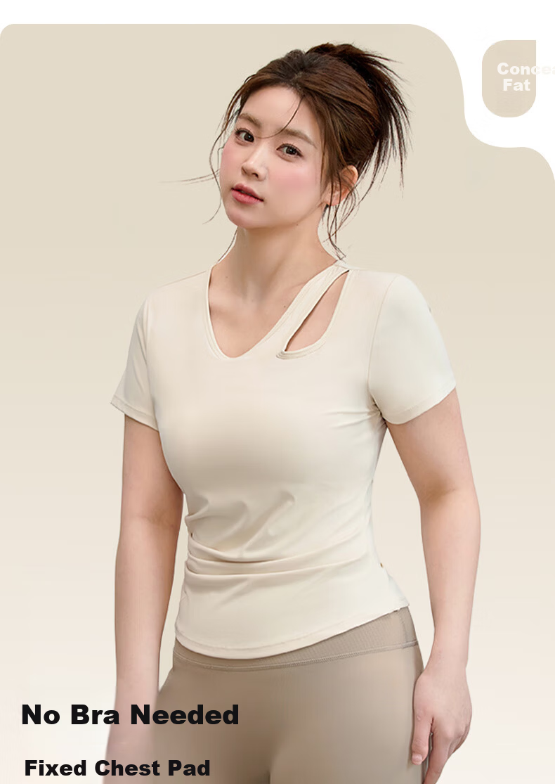 XUEXIMAN Plus Size Women's Yoga Short Sleeve Quick-Dry Sports T-Shirt Slim Running Top Pilates Training Fitness Wear 8