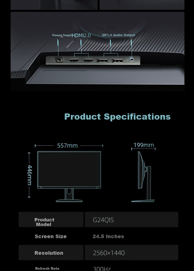 VAVG MicroEdge 24.5-inch 2K Native 300Hz FastIPS Hardware Low Blue Light HDR400 1ms GTG Micro-Bezel Gaming Monitor G25QIS 15