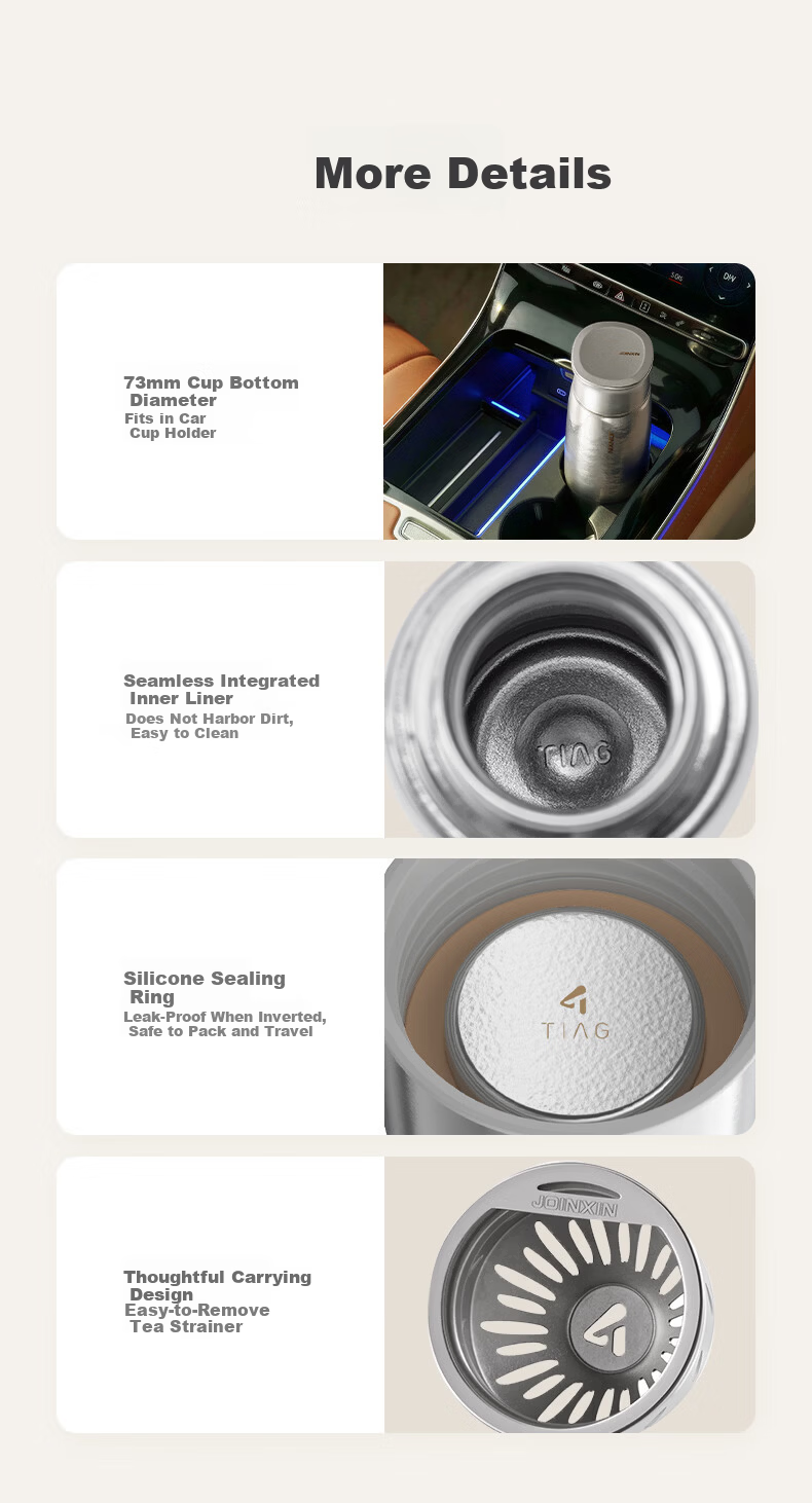 JOINXIN Zhuangxin Guiyun Pure Titanium Silver Stewing and Soaking Cup High-end Insulated Tea Stewing Cup Outdoor Gift Elegant Gray 400ml 17