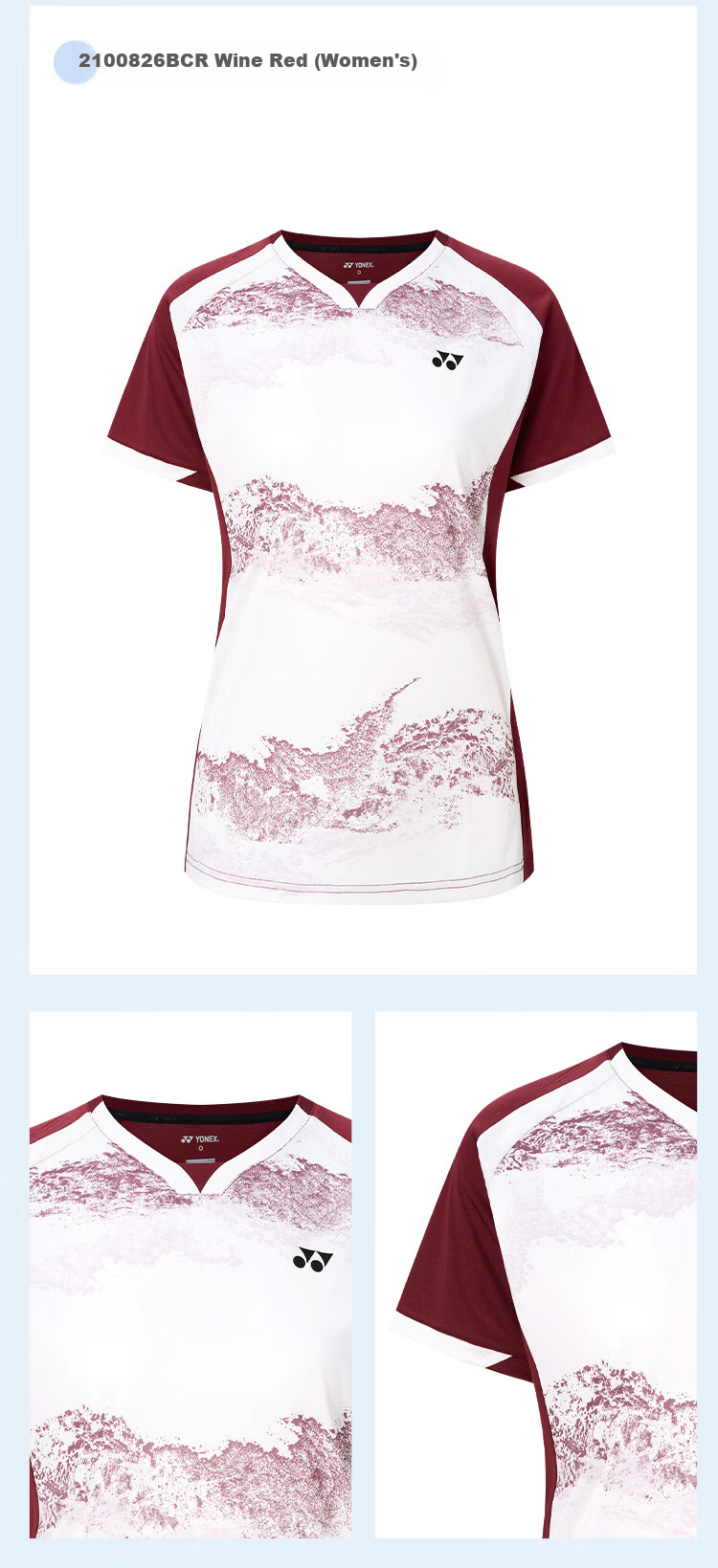 YONEX Badminton Couple's Sweat-Absorbing Quick-Dry Competition Sports Short Sleeve T-Shirt 2100826BCR Wine Red XXO 9