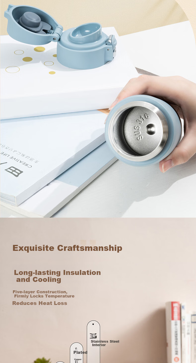 Peacock Insulated Tumbler 316 Stainless Steel Large Capacity Portable Car Cup for Students Men and Women White 400ml 5