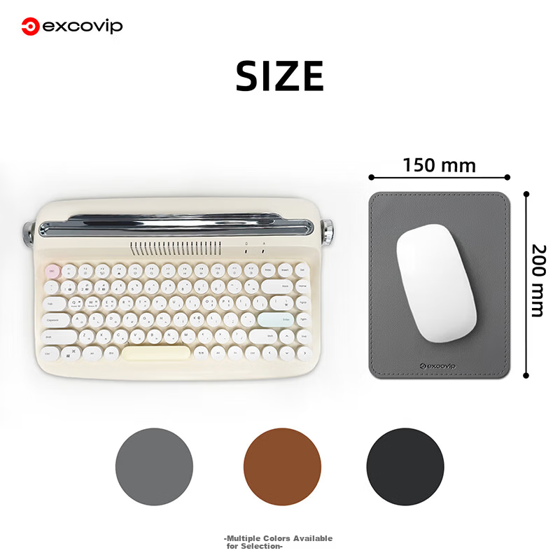 EXCO Vintage Orange Pink Leather Small Mouse Pad Portable Edge-Locked Waterproof Mini Mouse Mat Compact Office Use Unisex 1055 7