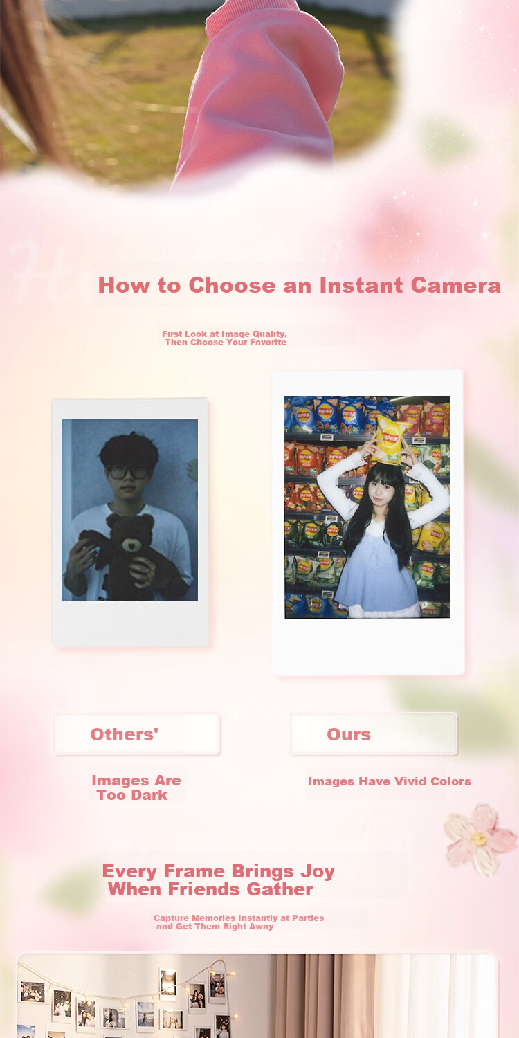 POPOTO Instant Camera Student Selfie Travel Portable One-Time Imaging Camera Gift Box with 10 Photo Papers Rose Blossom Edition 4