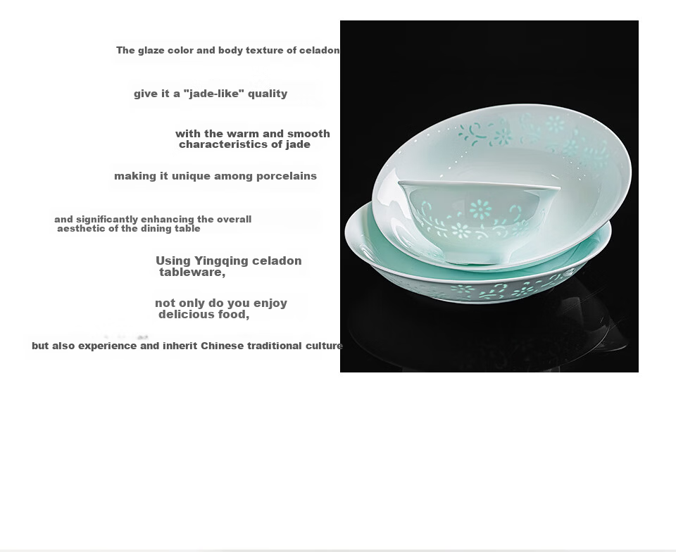 Chen Jing Dezheng Porcelain Celadon Exquisite Bowl and Plate Dinnerware Set Home Use 2026 New Bowl Set Housewarming Gift 15